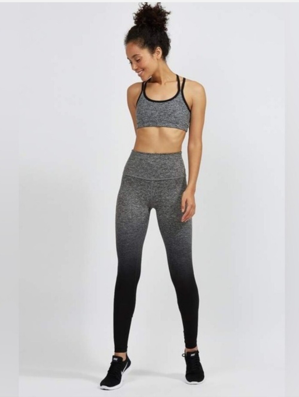 Beyond Yoga Spacedye High-Waist Heathered Gray To Black Ombre Legging Size S